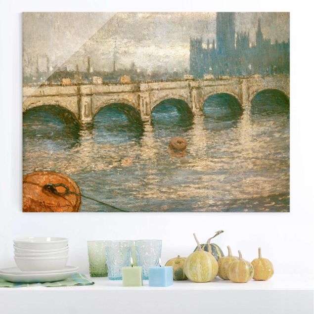 Glasbilleder London Claude Monet - Thames Bridge And Parliament Building In London