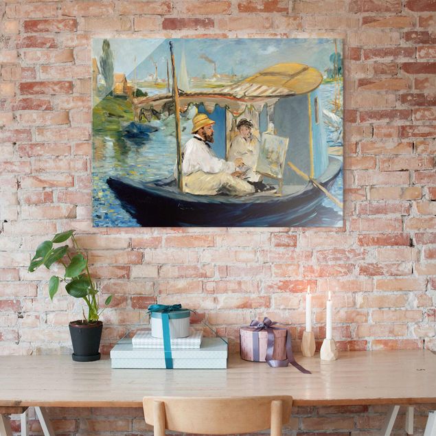 Kunst stilarter impressionisme Edouard Manet - Claude Monet Painting On His Studio Boat