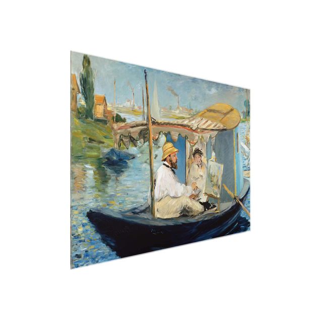 Billeder kunsttryk Edouard Manet - Claude Monet Painting On His Studio Boat