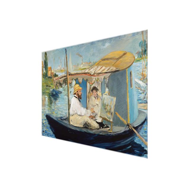 Billeder moderne Edouard Manet - Claude Monet Painting On His Studio Boat
