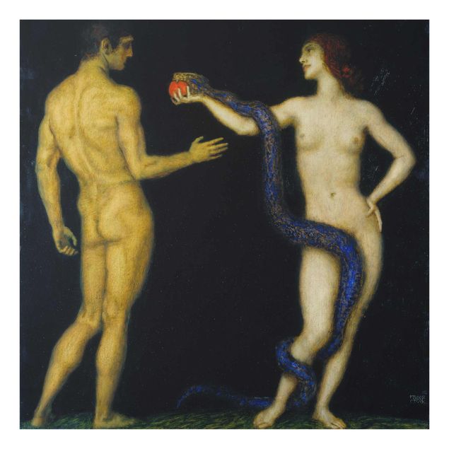 Billeder kunsttryk Franz von Stuck - Adam and Eve