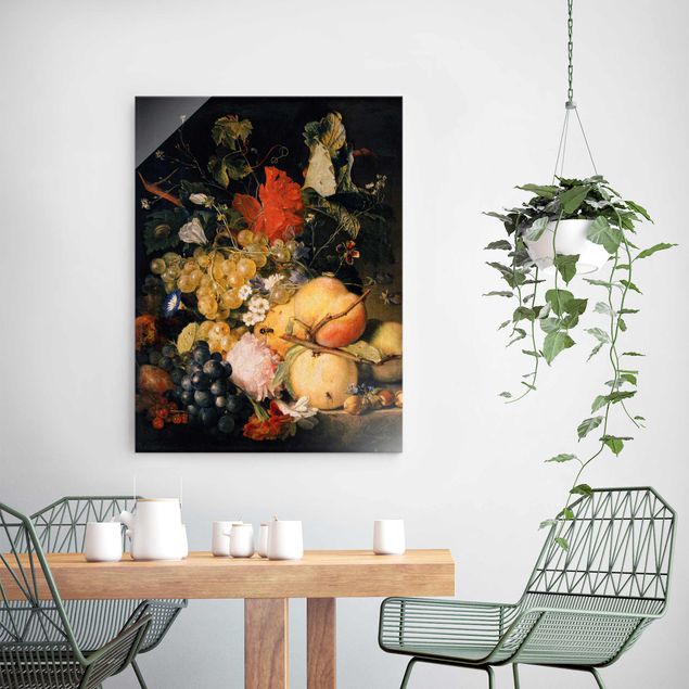 Billeder kunsttryk Jan van Huysum - Fruits, Flowers and Insects