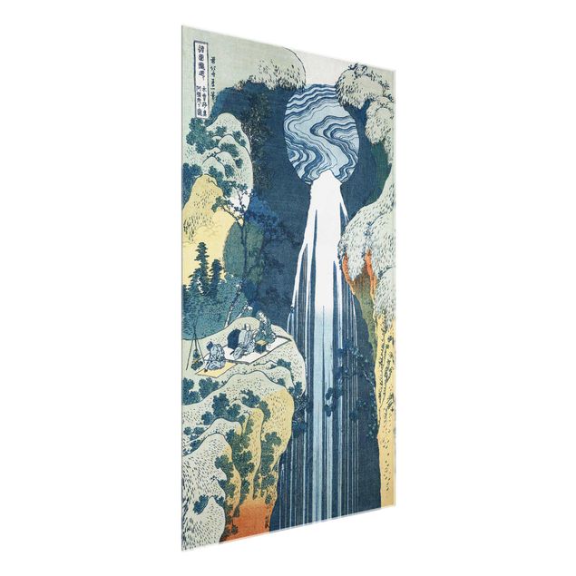 Glasbilleder vandfald Katsushika Hokusai - The Waterfall of Amida behind the Kiso Road
