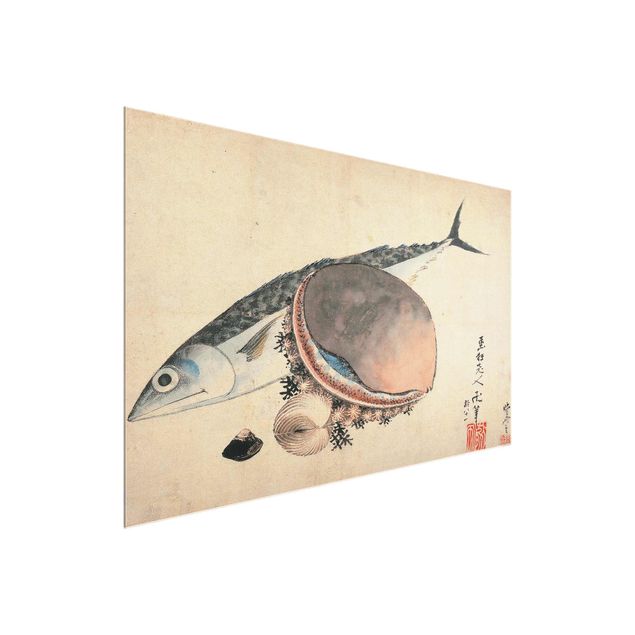 Billeder stilleben Katsushika Hokusai - Mackerel and Sea Shells