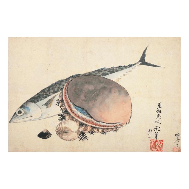 Billeder moderne Katsushika Hokusai - Mackerel and Sea Shells