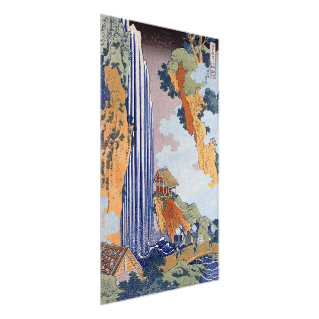 Glasbilleder vandfald Katsushika Hokusai - Ono Waterfall on the Kisokaidô