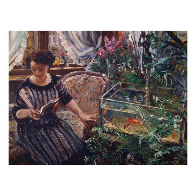 Billeder moderne Lovis Corinth - A Woman Reading Near A Goldfish Tank