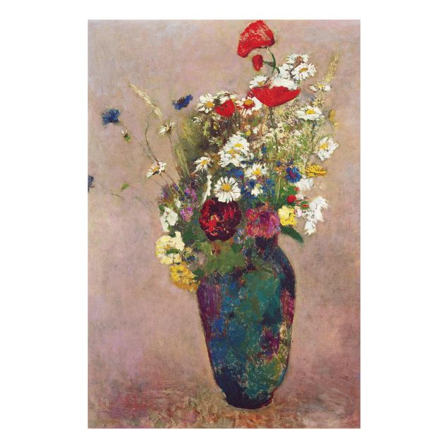 Glasbilleder blomster Odilon Redon - Flower Vase with Poppies