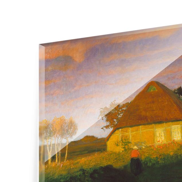 Billeder natur Otto Modersohn - Moor Cottage in the Evening Sun