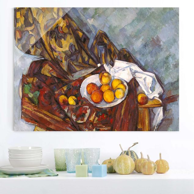 køkken dekorationer Paul Cézanne - Still Life, Flower Curtain, And Fruits