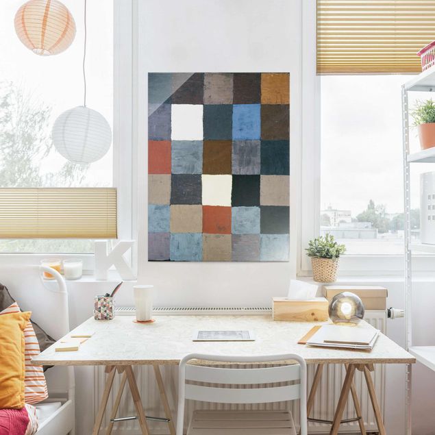 Glasbilleder abstrakt Paul Klee - Color Chart (on Gray)