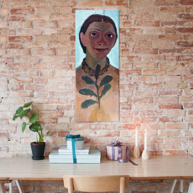 køkken dekorationer Paula Modersohn-Becker - Self-Portrait With Camellia Twig