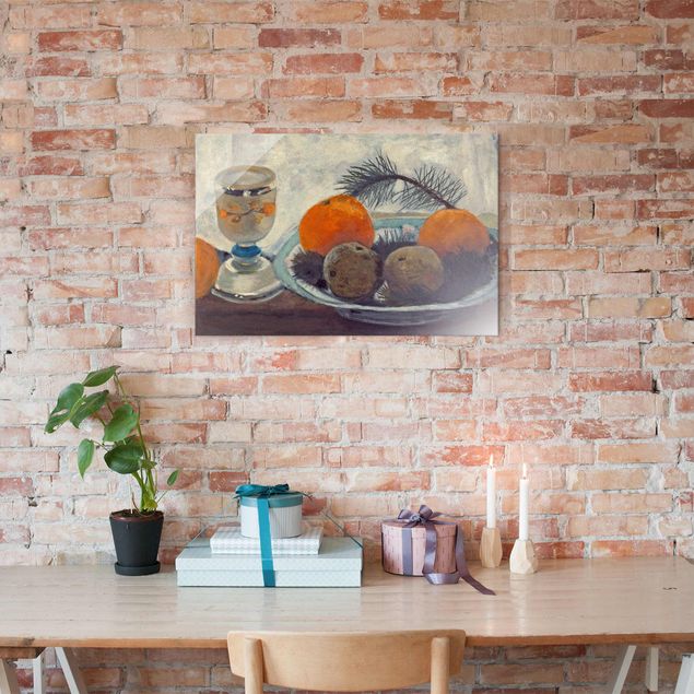 køkken dekorationer Paula Modersohn-Becker - Still Life with frosted Glass Mug, Apples and Pine Branch