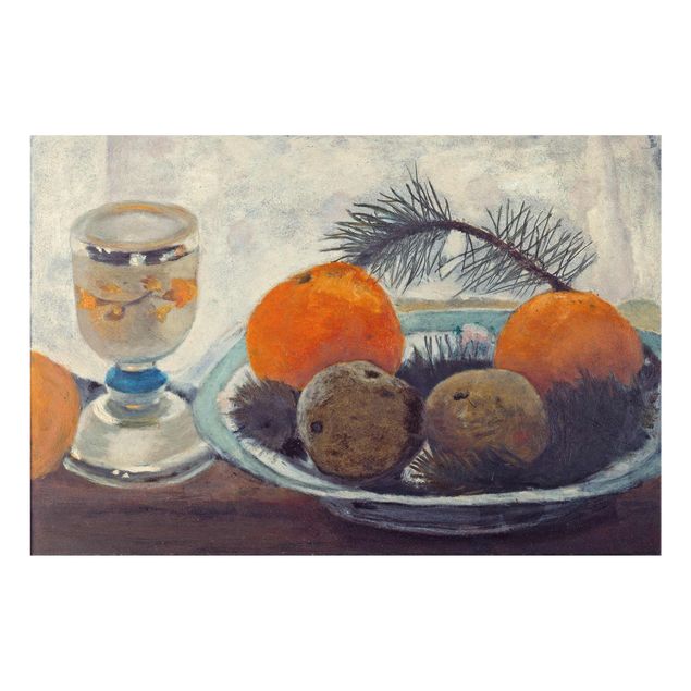 Billeder stilleben Paula Modersohn-Becker - Still Life with frosted Glass Mug, Apples and Pine Branch