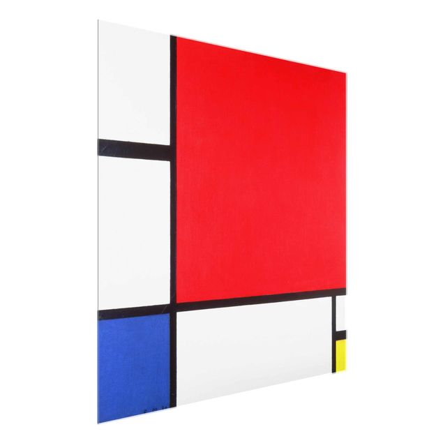 Glasbilleder abstrakt Piet Mondrian - Composition With Red Blue Yellow