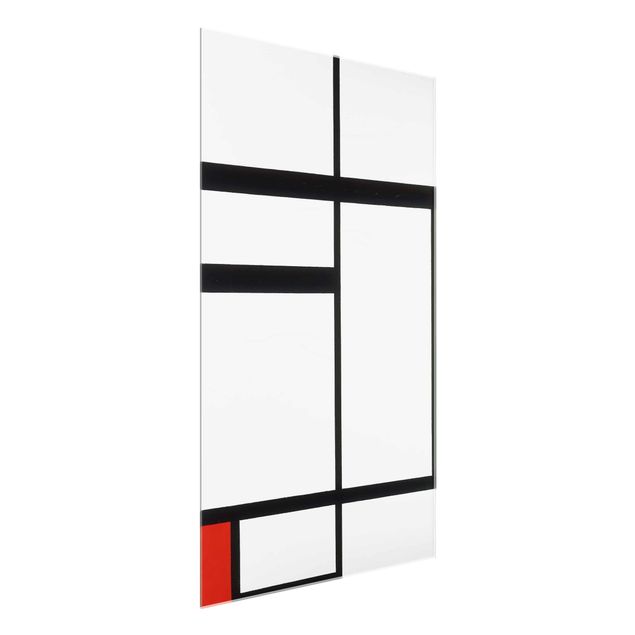 Glasbilleder abstrakt Piet Mondrian - Composition with Red, Black and White