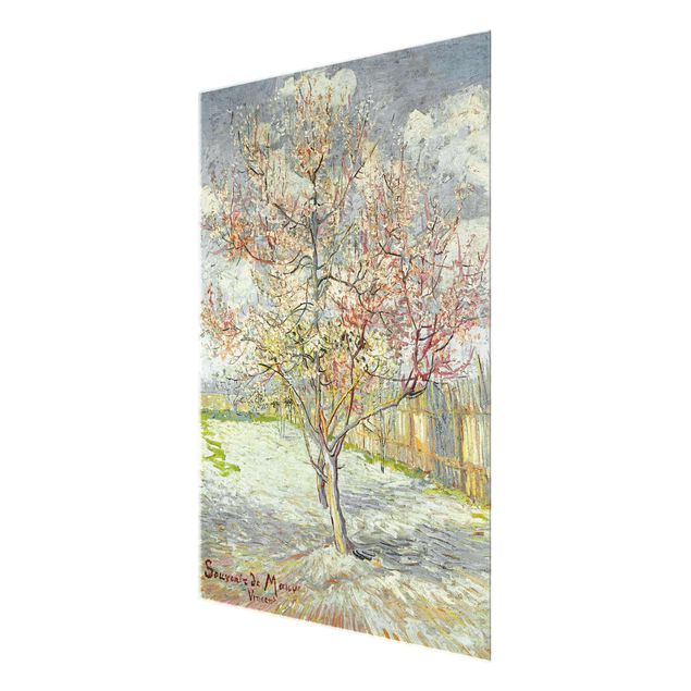 Glasbilleder landskaber Vincent van Gogh - Flowering Peach Trees