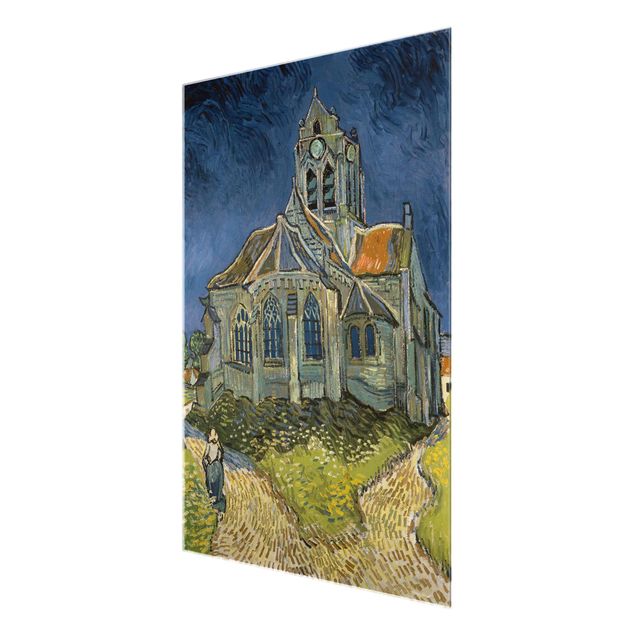 Glasbilleder arkitektur og skyline Vincent van Gogh - The Church at Auvers