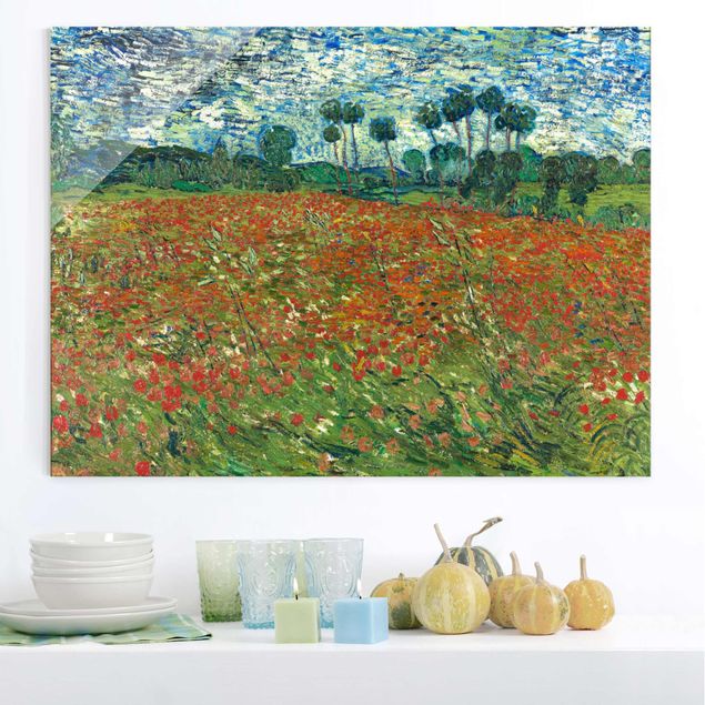 Glasbilleder valmuer Vincent Van Gogh - Poppy Field