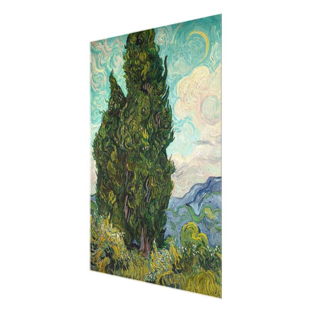 Glasbilleder landskaber Vincent van Gogh - Cypresses