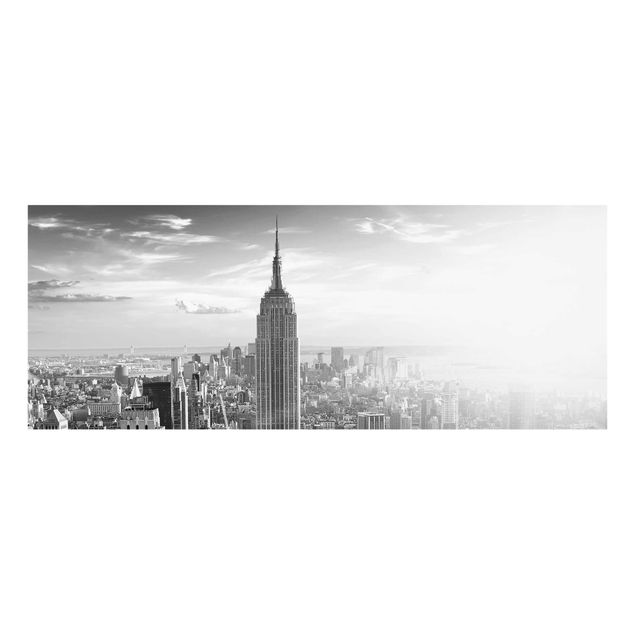 Glasbilleder sort og hvid Manhattan Skyline