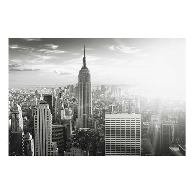 Glasbilleder sort og hvid Manhattan Skyline