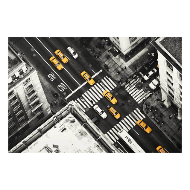 Glasbilleder sort og hvid New York City Cabs