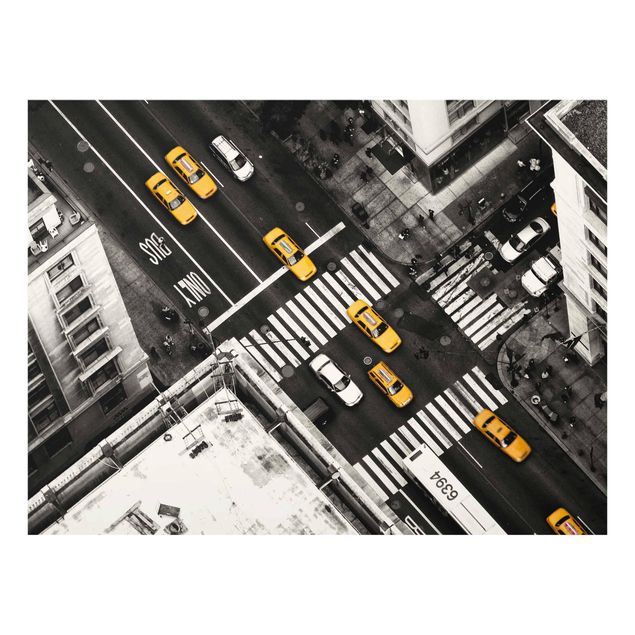 Glasbilleder sort og hvid New York City Cabs