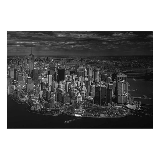 Glasbilleder sort og hvid New York - Manhattan From The Air