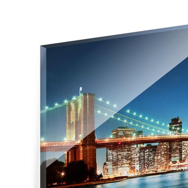 Glas magnettavla Nighttime Manhattan Bridge
