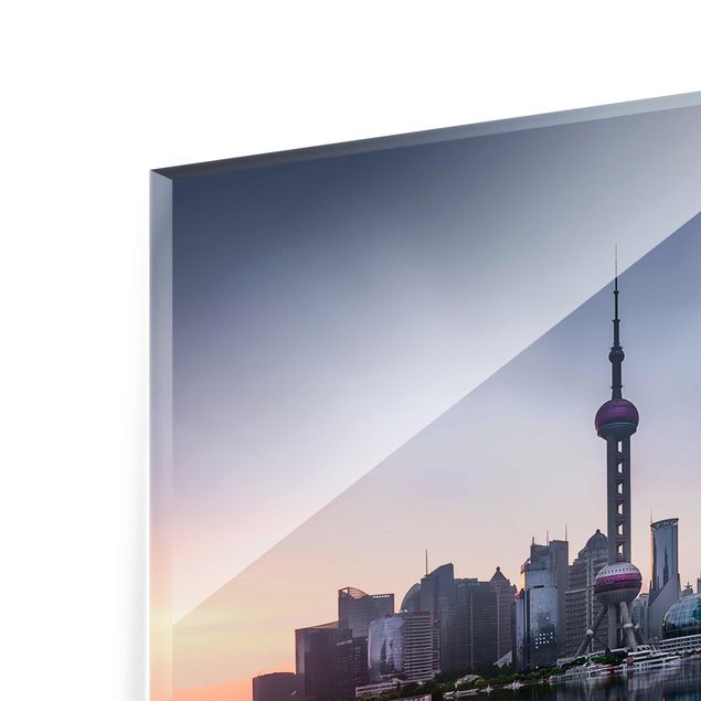 Glas magnettavla Shanghai Skyline Morning Mood