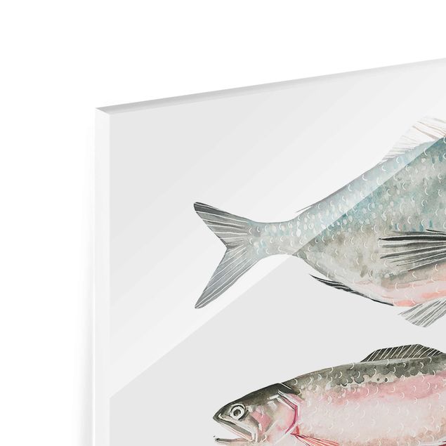Glas magnettavla Seven Fish In Watercolour II