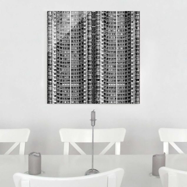 Glasbilleder sort og hvid Skyscraper