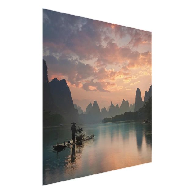 Glasbilleder solnedgange Sunrise Over Chinese River