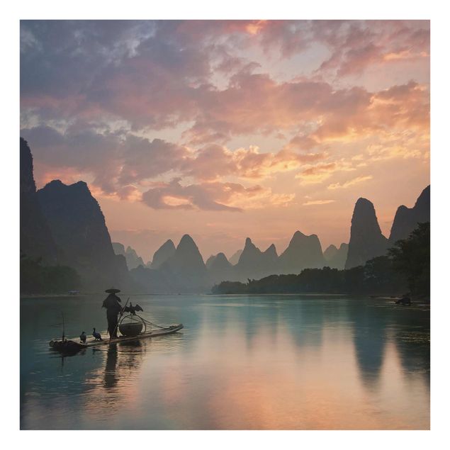 Billeder bjerge Sunrise Over Chinese River