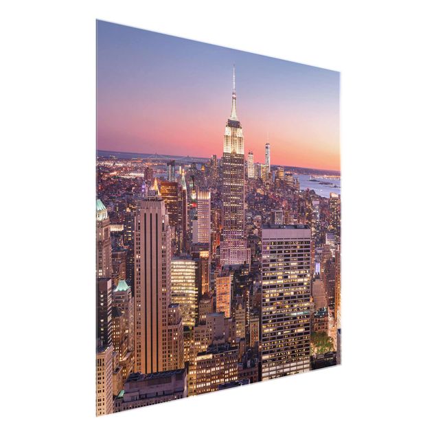 Glasbilleder landskaber Sunset Manhattan New York City