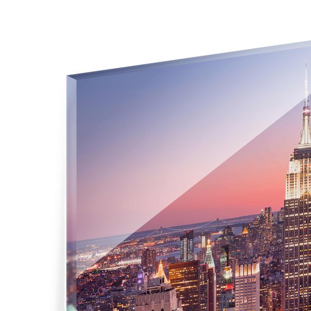 Glasbilleder arkitektur og skyline Sunset Manhattan New York City