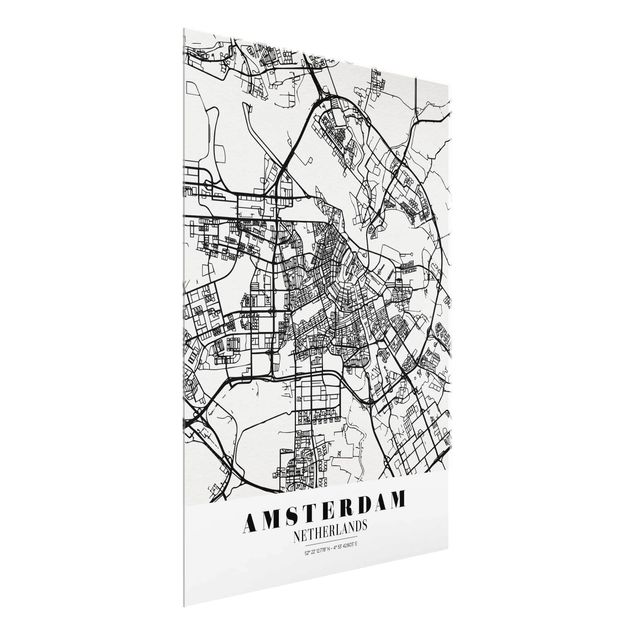 Glasbilleder ordsprog Amsterdam City Map - Classic