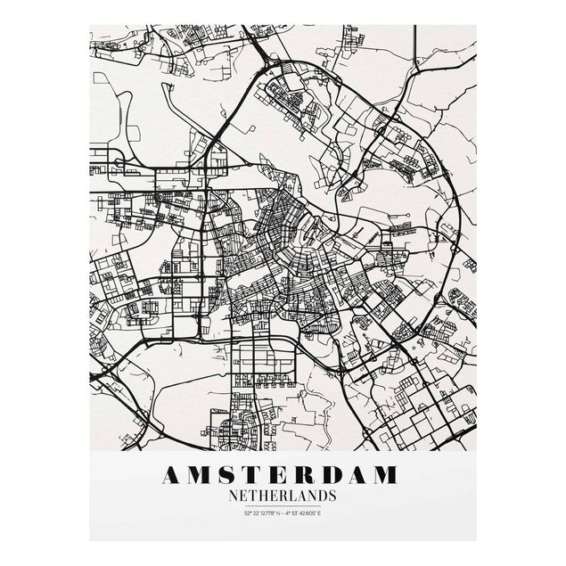 Billeder sort og hvid Amsterdam City Map - Classic