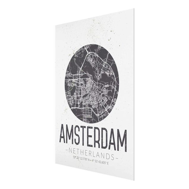 Billeder sort og hvid Amsterdam City Map - Retro