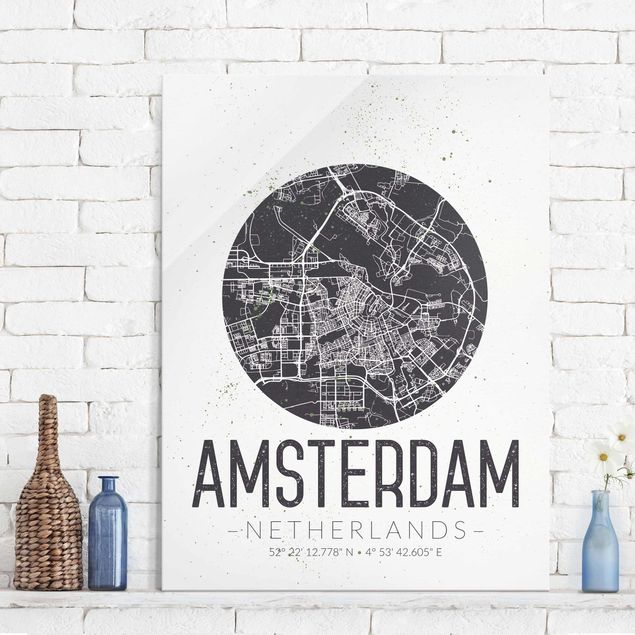 køkken dekorationer Amsterdam City Map - Retro