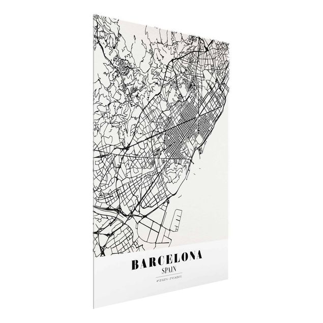 Glasbilleder ordsprog Barcelona City Map - Classic
