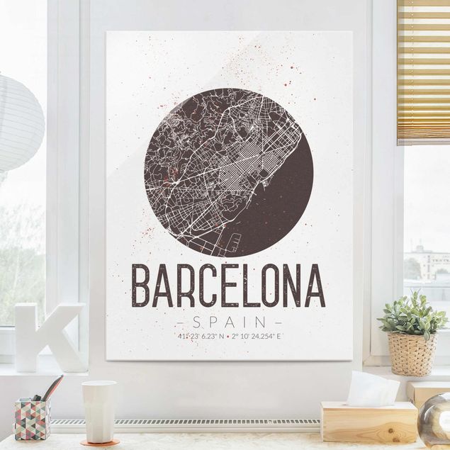 køkken dekorationer Barcelona City Map - Retro