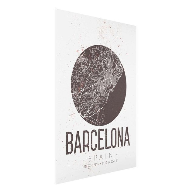 Glasbilleder ordsprog Barcelona City Map - Retro