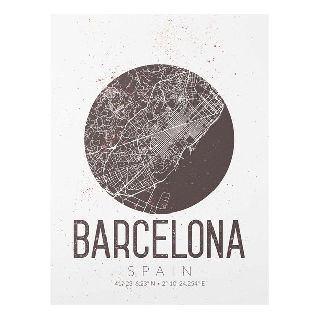Billeder brun Barcelona City Map - Retro
