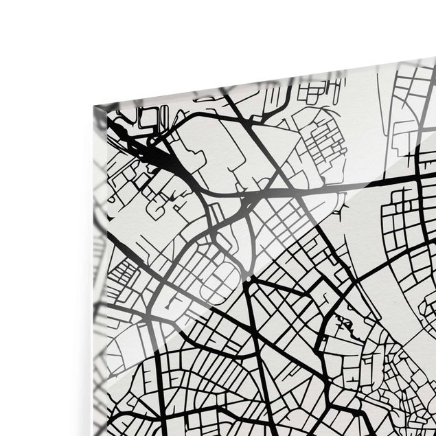 Glas magnettavla Basel City Map - Classic