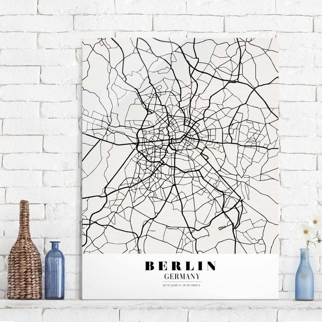 Glasbilleder Berlin Berlin City Map - Classic