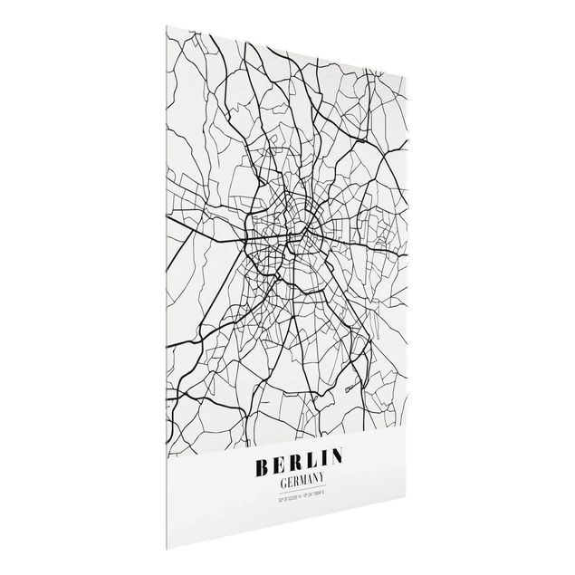Glasbilleder verdenskort Berlin City Map - Classic