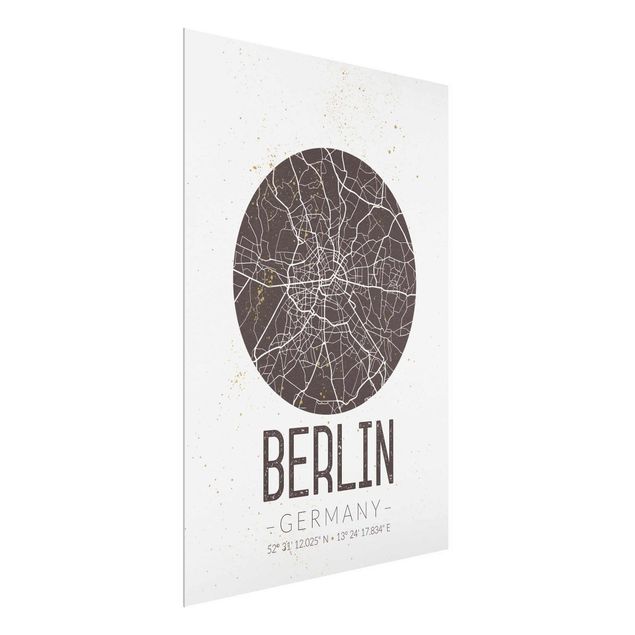 Glasbilleder verdenskort City Map Berlin - Retro