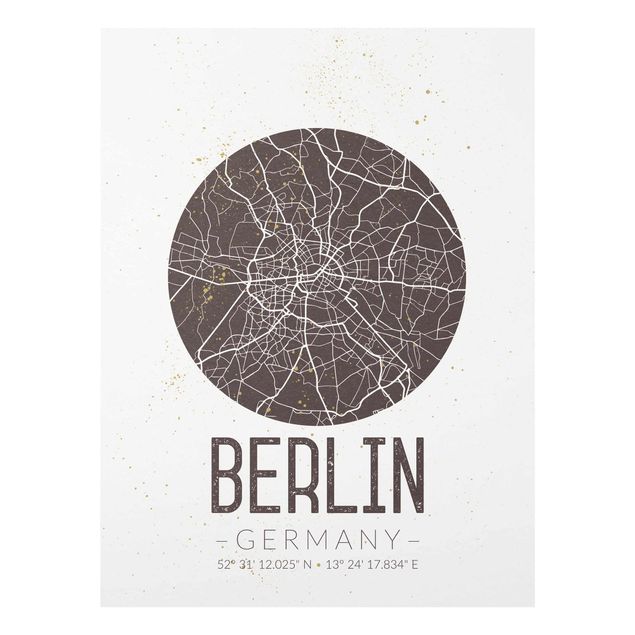 Glasbilleder ordsprog City Map Berlin - Retro